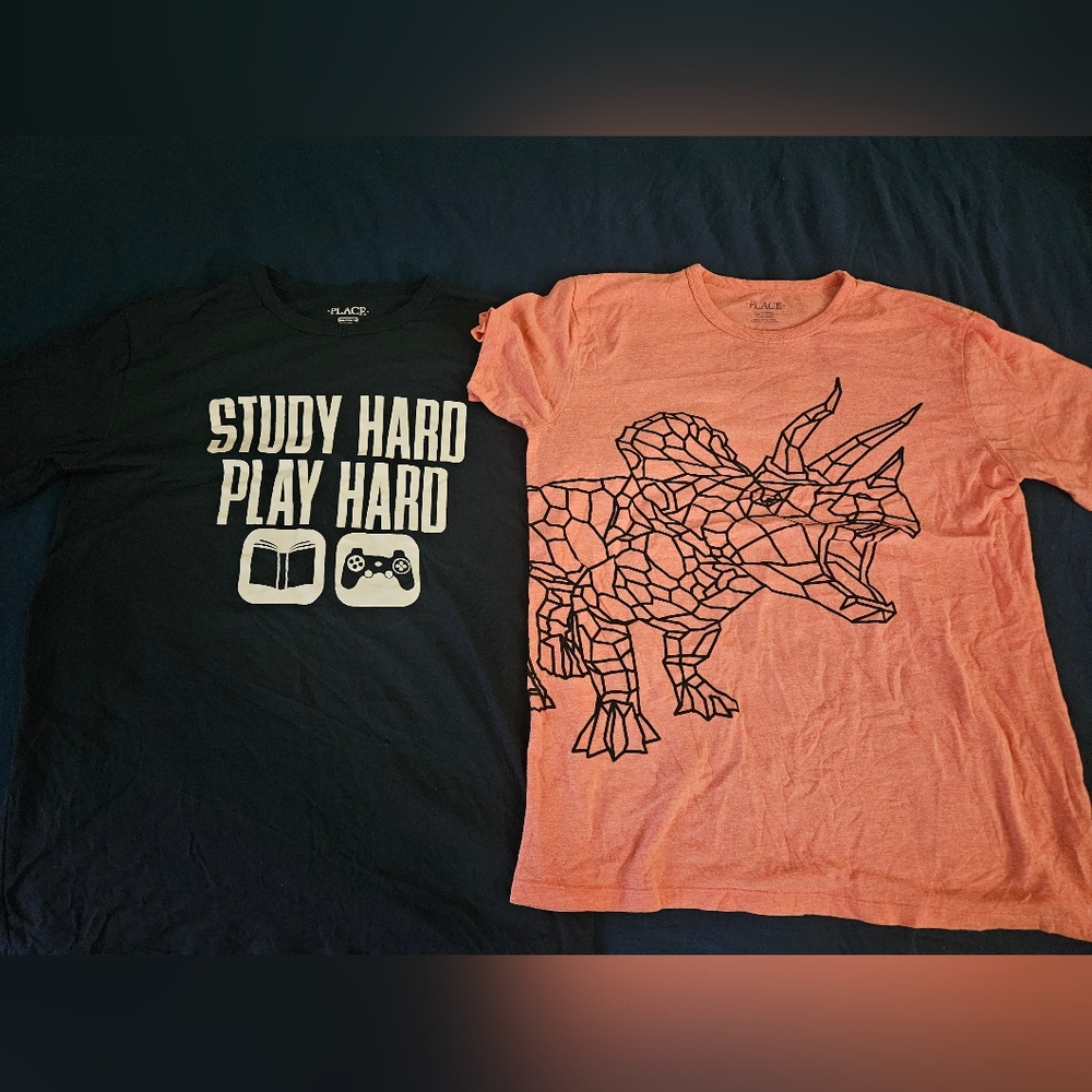 Children's Place Black and Orange Graphic Tees